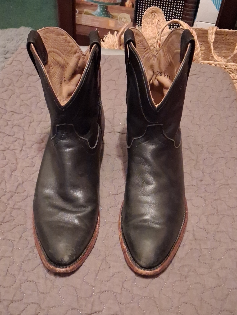 Tecovas Womens  Black Leather Western Ankle Boots 9 B